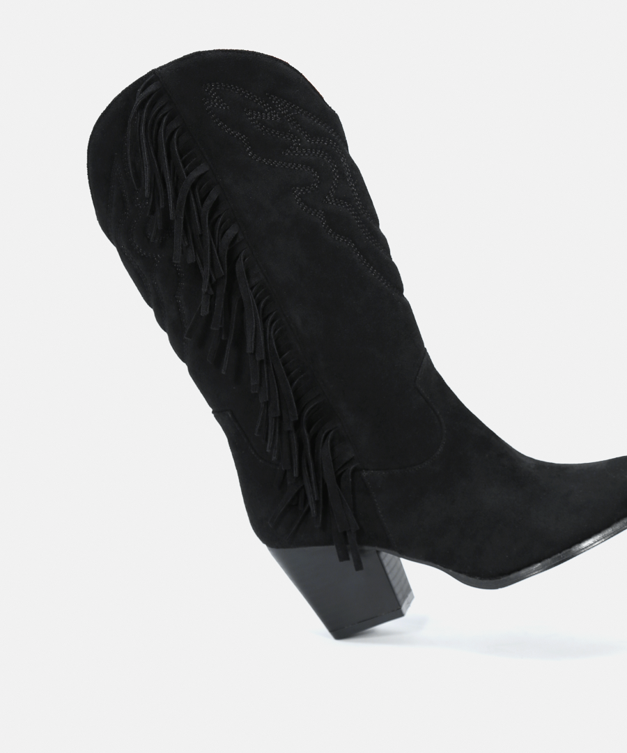 Botas cowboy salto franjas image number null